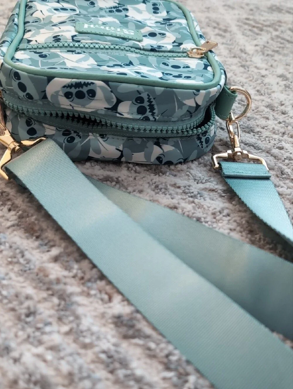 Disney Lilo & Stitch Crossbody Phone Bag in Sage Cartoon Print